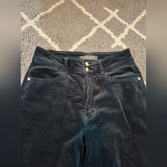 Judy Blue Corduroy Pants Women Sz 5/27 Wide Leg High Rise Emerald Green Stretch - Picture 4 of 12